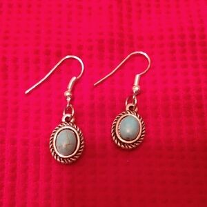 Silver Tone Faux Turquoise Earrings